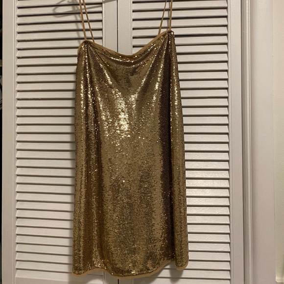 Free People Gold Sequin Slip Dress - Picture 2 of 5